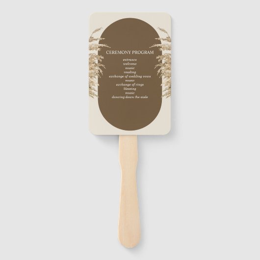 Pampas gras aardachtig bohemien bruiloft programma handwaaier (Achterkant)