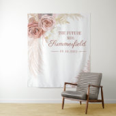 Pampas Gras Achtergrond Terracotta Taupe Bruidsdou Wandkleed (In situ)