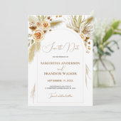 Pampas gras aquarel boho elegant Save the Date Kaart (Staand voorkant)