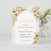 Pampas gras aquarel boho Save the Date Kaart (Staand voorkant)