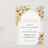 Pampas gras aquarel boho Save the Date Kaart (Voorkant / Achterkant)