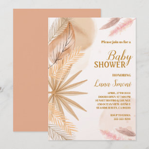 pampas gras baby douche uitnodigingen