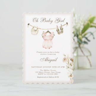 Pampas Gras Baby Meisje Kledinglijn Baby Shower Kaart