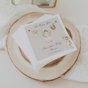 Pampas Gras Baby Meisje Kledinglijn Baby Shower Servet