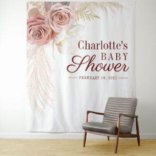 Pampas Gras Baby Shower Fotohut Achtergrond Wandkleed