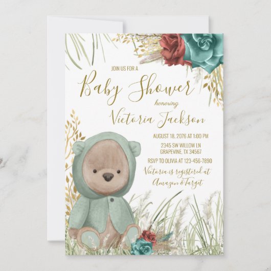 Pampas Gras Baby Shower Kaart (Voorkant)