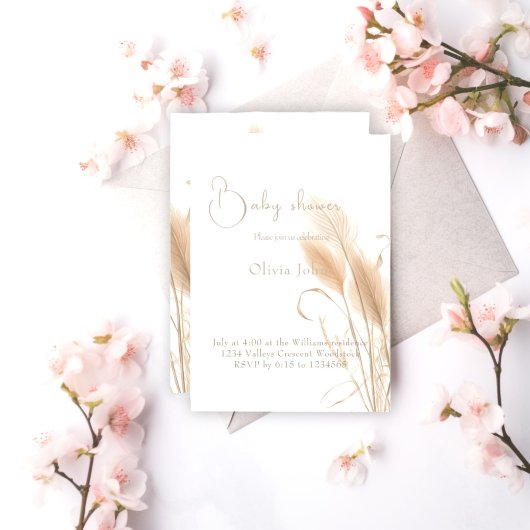 Pampas gras Baby shower Kaart