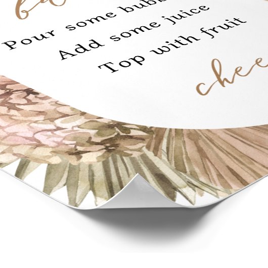 Pampas Gras Baby Shower Momosa Bar Poster (Hoek)