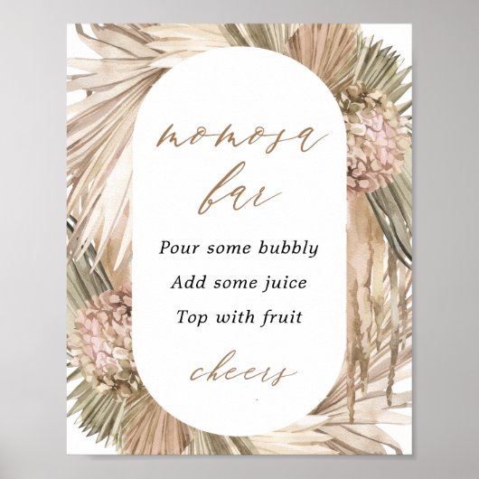 Pampas Gras Baby Shower Momosa Bar Poster (Voorkant)