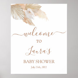 Pampas Gras Baby Shower Welkom bord Poster