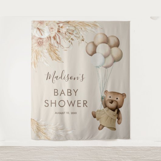 Pampas Gras Beer Baby Shower Wandkleed (Voorkant)