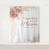 Pampas Gras Beige Baby Shower Fotohut Achtergrond Wandkleed (Voorkant)
