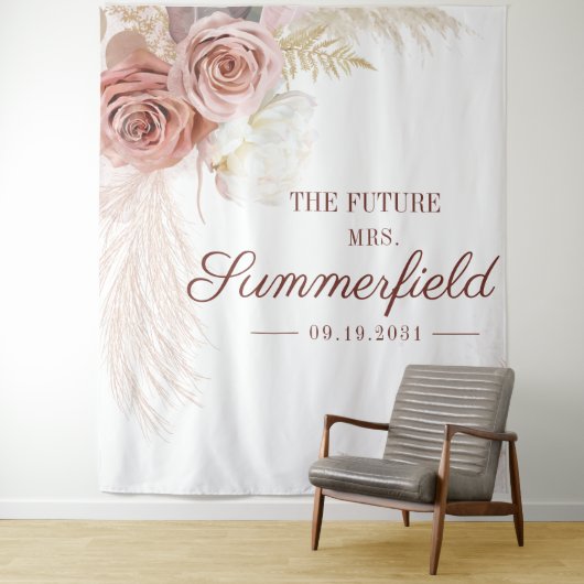 Pampas Gras Beige Bruiloft Backdrop Photobooth Wandkleed (In situ)