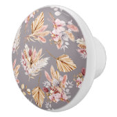 Pampas gras beige roze grijs bloemenpatroon keramische knop (Rechts)