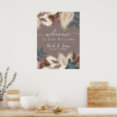 Pampas gras & bladeren aardachtige Bohemian bruilo Poster (Keuken)