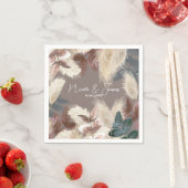 Pampas gras & bladeren aardachtige Bohemian bruilo Servet (Insitu)