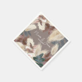 Pampas gras & bladeren aardachtige Bohemian bruilo Servet (Hoek)