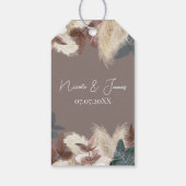 Pampas Gras & Bladeren Aardse Boheemse Bruiloft Cadeaulabel (Achterkant)