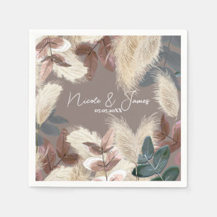 Pampas Gras & Bladeren Aardse Boheemse Bruiloft Servet