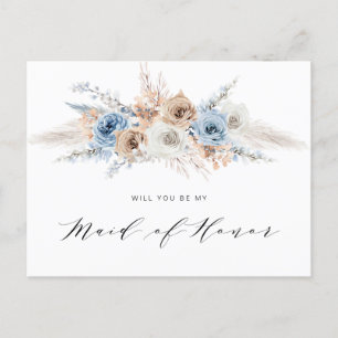 pampas gras blauw zal je mijn Maid of Honor Uitnodiging Briefkaart