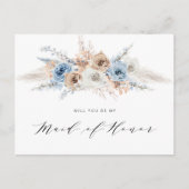 pampas gras blauw zal je mijn Maid of Honor Uitnodiging Briefkaart (Voorkant)