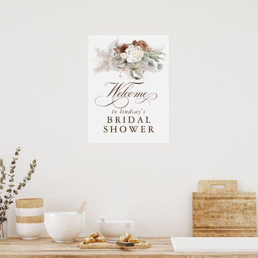 Pampas Gras Bloem Boho Bruids Bruiloft Welkom Poster (Keuken)