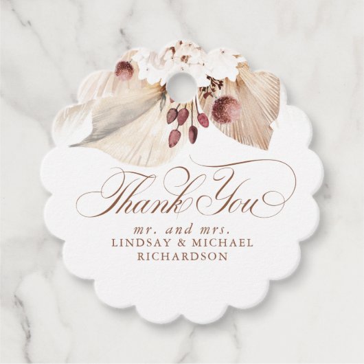 Pampas Gras Bloem Boho Exotisch Bedankt Bedankjes Labels (Voorkant)