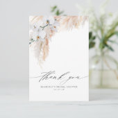 Pampas Gras Bloem Bruiloft Feest Kleine Dankjewel Bedankkaart (Staand voorkant)