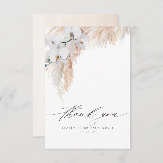 Pampas Gras Bloem Bruiloft Feest Kleine Dankjewel Bedankkaart (Voorkant / Achterkant)