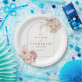 Pampas Gras Bloem Doop Christening Papieren Bordje (Feest)