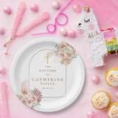 Pampas Gras Bloem Doop Christening Papieren Bordje (Feest)