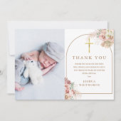 Pampas Gras Bloem Foto Collage Doop Bedankkaart (Voorkant)