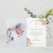 Pampas Gras Bloem Foto Collage Doop Bedankkaart (Staand voorkant)