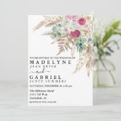 Pampas Gras Bloem Roze Aquarel Boho Aards Kaart (Staand voorkant)