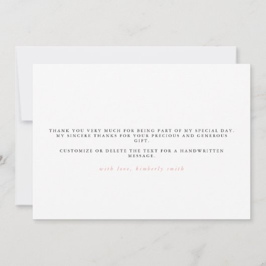 Pampas Gras Bloem Roze Bruiloft Dank Je Bedankkaart (Achterkant)