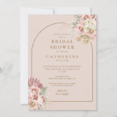 Pampas Gras Bloemboog Bruidsbad Uitnodiging (Voorkant)