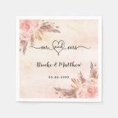 Pampas gras bloemen boho mr mrs hart bruiloft servet (Voorkant)