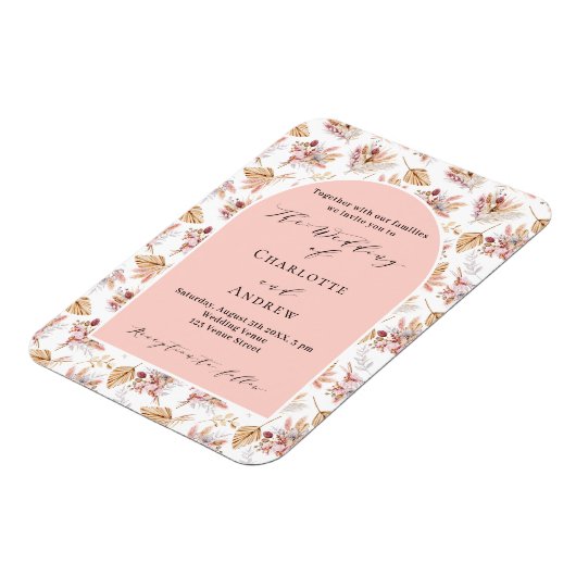 Pampas gras bloemengoud roos gouden bruiloft uitno magneet (Linkerzijde)