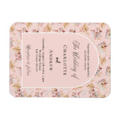 Pampas gras bloemetjes roos gouden bruiloft uitnod magneet (Horizontaal)