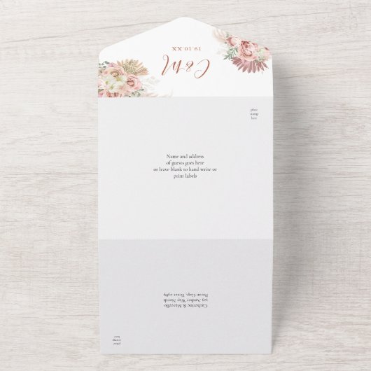 Pampas Gras Bloemige Terracotta Boog Trouw Alles I All In One Uitnodiging (Buitenkant)