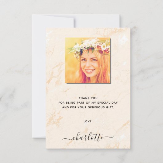 Pampas gras blush marmer afstuderen bedankkaart (Achterkant)