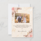 Pampas gras blush marmer photoboho bruiloft bedankkaart (Achterkant)