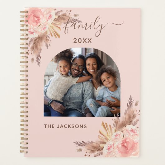 Pampas gras blush roze bloemenfoto 2025 planner (Voorkant)