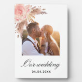 Pampas gras blush roze floral boho bruiloft fotoplaat (voorkant)