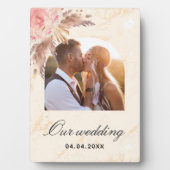 Pampas gras blush roze floral marmer fotoplaat (voorkant)