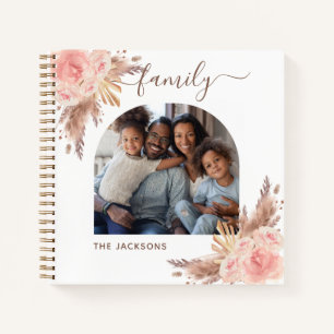 Pampas gras blush roze florale foto Boho Notitieboek