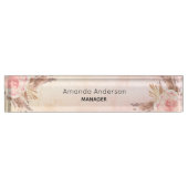 Pampas gras blush roze florale roos goud naambordje (Voorkant)