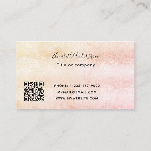 Pampas gras blush roze florals script QR code Visitekaartje (Achterkant)