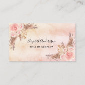 Pampas gras blush roze florals script QR code Visitekaartje (Voorkant)