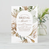 Pampas Gras Boheemien Boho Tropisch Bruidsfeest Kaart (Staand voorkant)